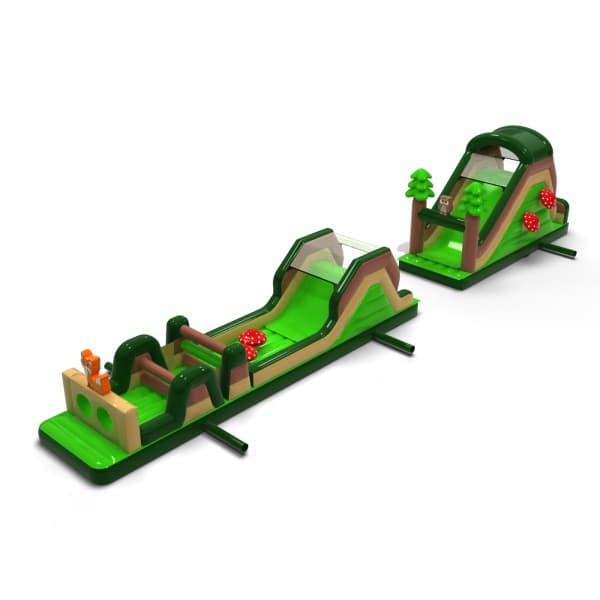 Dmuchany tor przeszkód Leśny - 20m - tor przeszkód dmuchany do wynajęcia