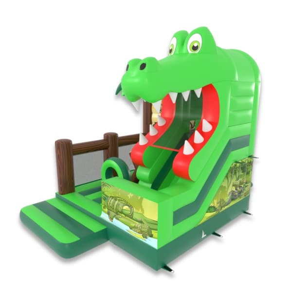 Dmuchaniec ze zjeżdżalnią "Krokodyl" combo w motywie dżungli - zamek dmuchany do wynajęcia