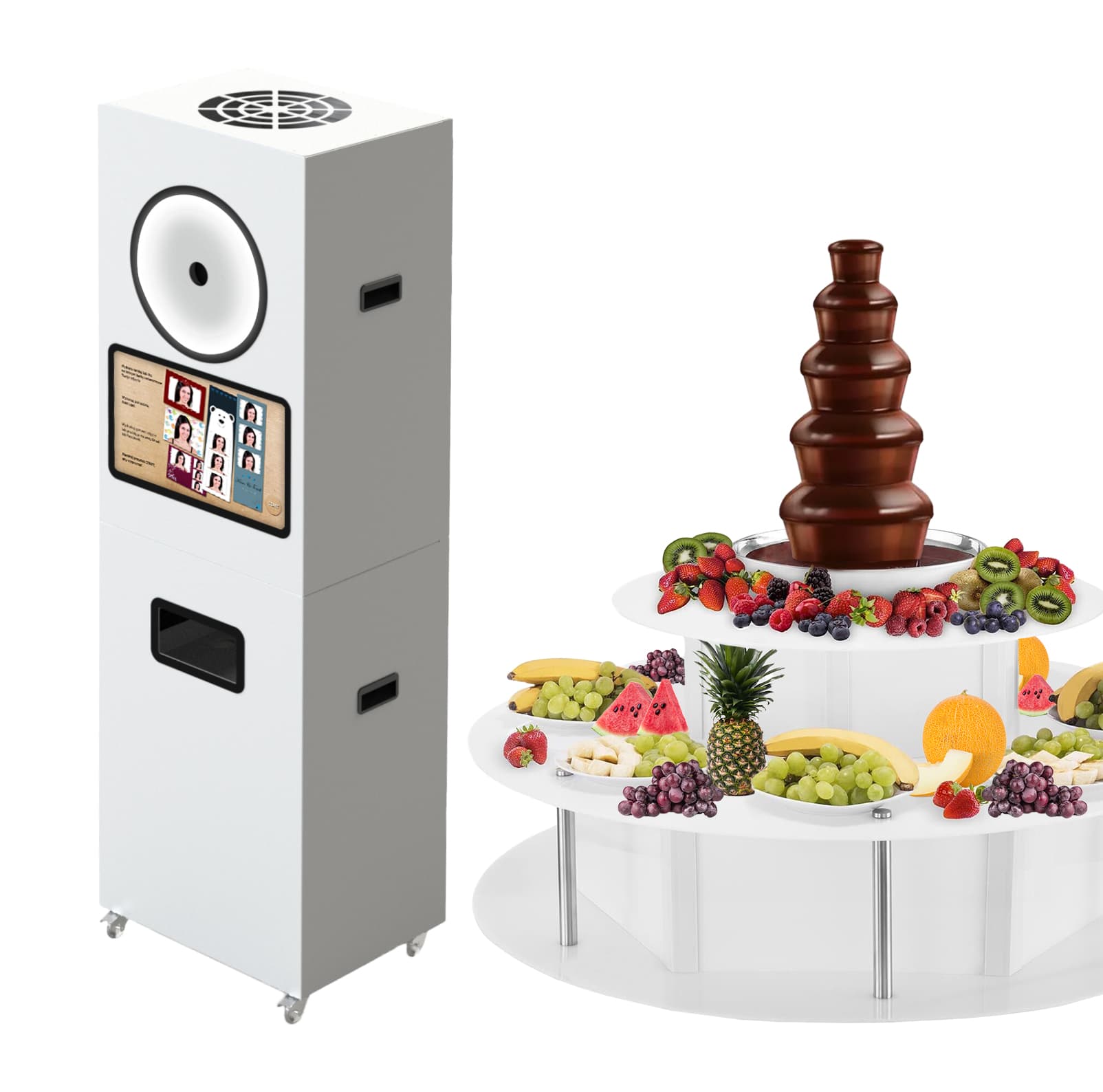 Fotobudka 22″ + fontanna czekolady - zestaw - wynajem fotobudka klasyczna